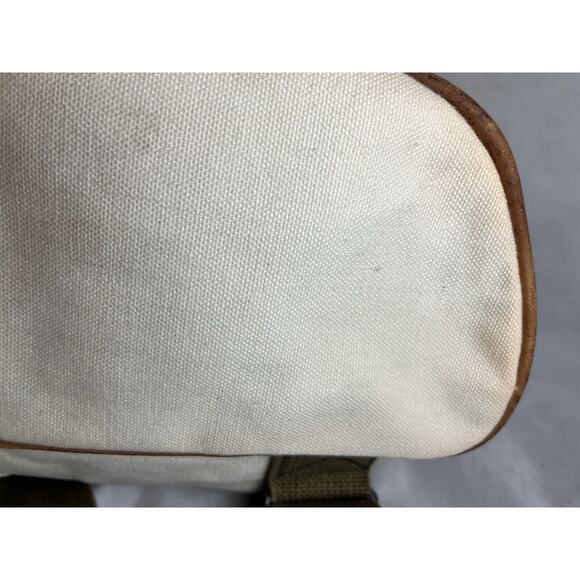 GH Bass Canvas Backpack Rucksack Drawstring Closure Bucket Style Leather Trim - Picture 10 of 13